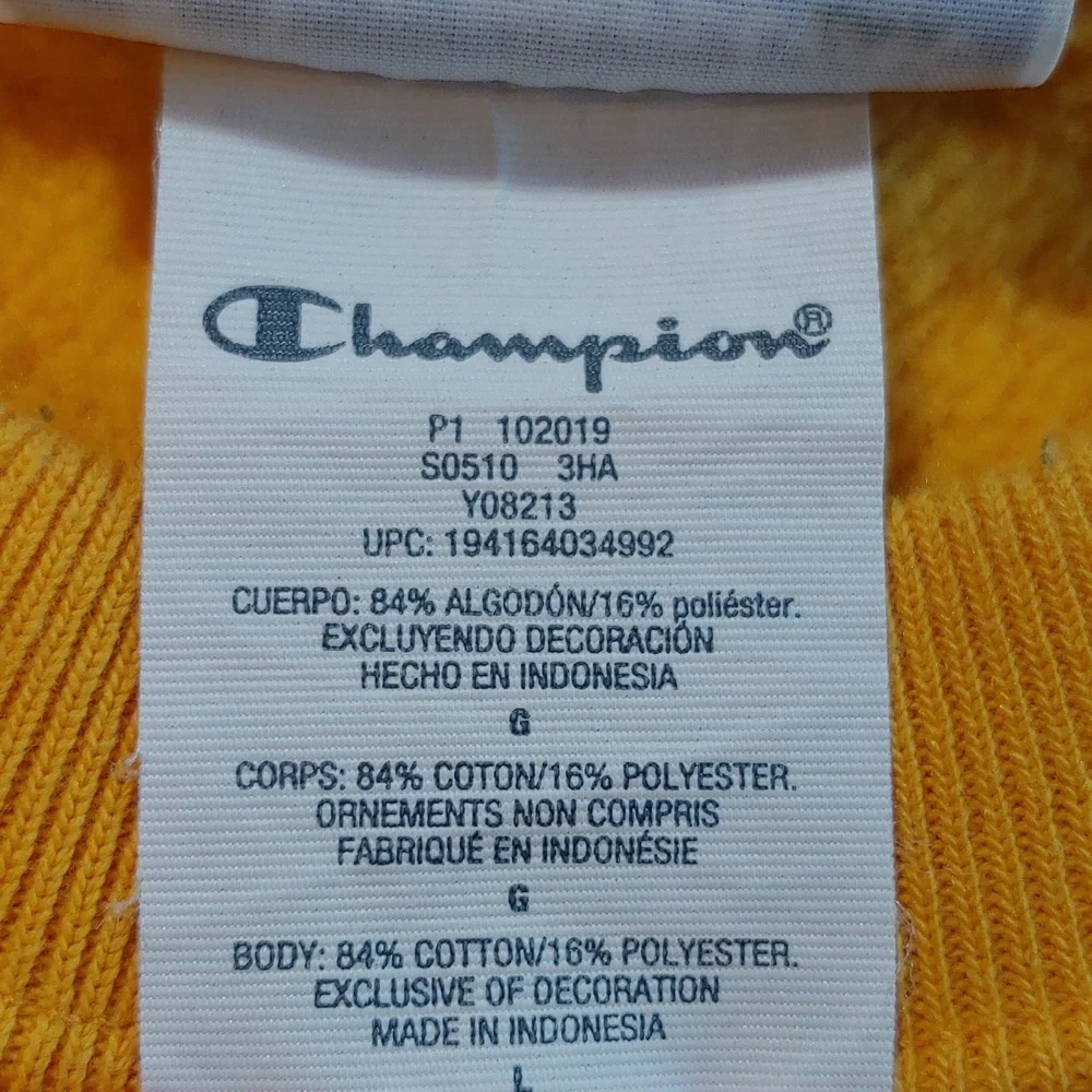 Champion Men's Embroidered Reverse Weave Crewneck in Mustard Teal size Large - Picture 15 of 15